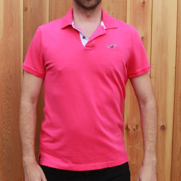 Pink Hollister Polo T-Shirt Size Large - Picture 1 of 3